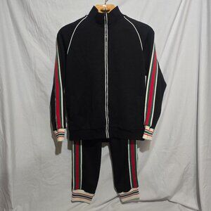 NWT Gucci Made in Italy GG Web-Stripe Jacquard Zipped Jersey Tracksuit Black XL*